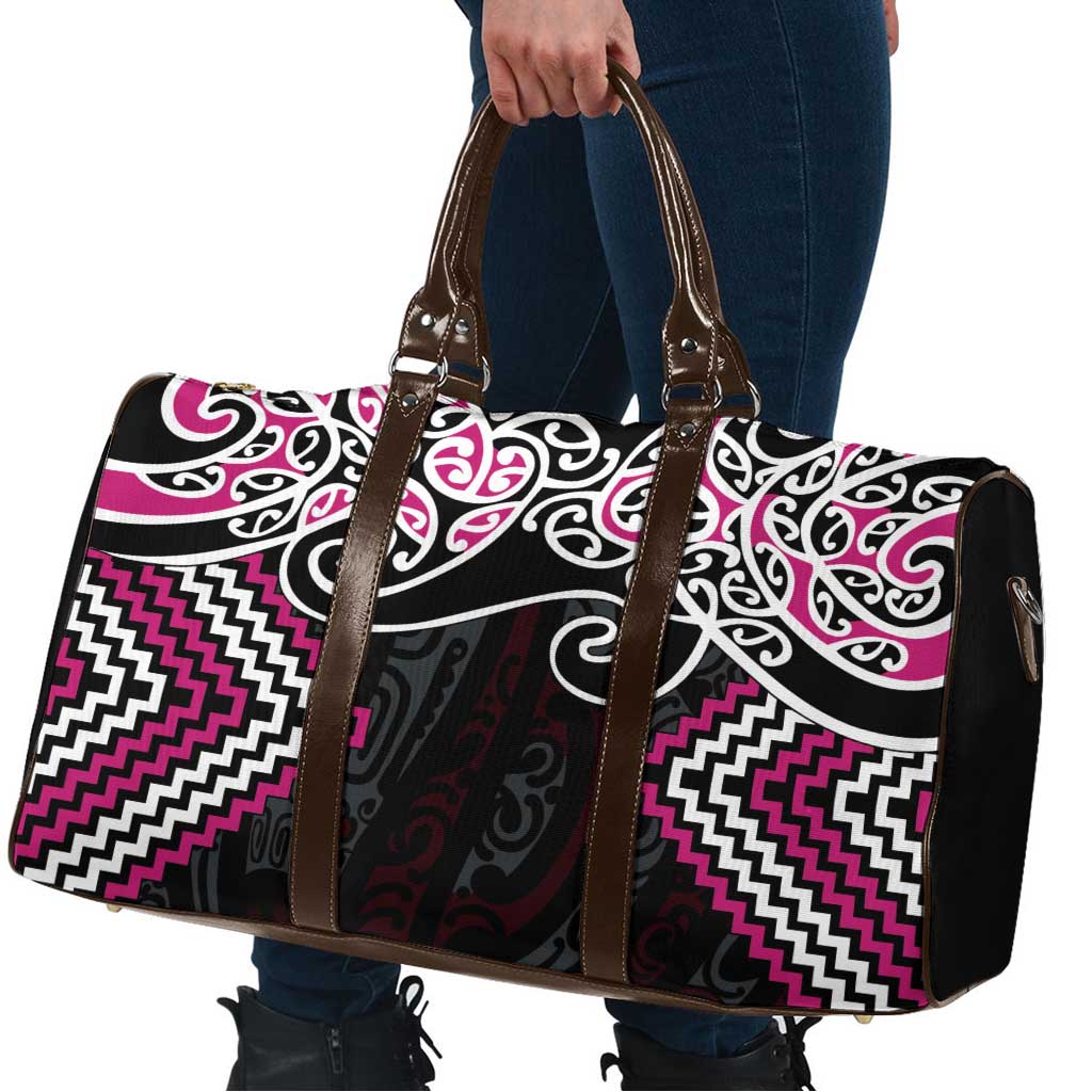 Pink Aotearoa Tukutuku Manawa Tapu Travel Bag Ta Moko Toi Maori LT9 - Polynesian Pride