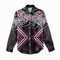 Pink Aotearoa Tukutuku Manawa Tapu Women Casual Shirt Ta Moko Toi Maori LT9 - Polynesian Pride