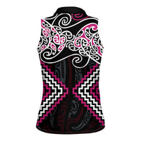 Pink Aotearoa Tukutuku Manawa Tapu Women Sleeveless Polo Shirt Ta Moko Toi Maori LT9 - Polynesian Pride