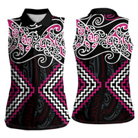 Pink Aotearoa Tukutuku Manawa Tapu Women Sleeveless Polo Shirt Ta Moko Toi Maori LT9 - Polynesian Pride