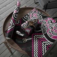 Pink Aotearoa Tukutuku Manawa Tapu Wrapping Paper Ta Moko Toi Maori - Polynesian Pride