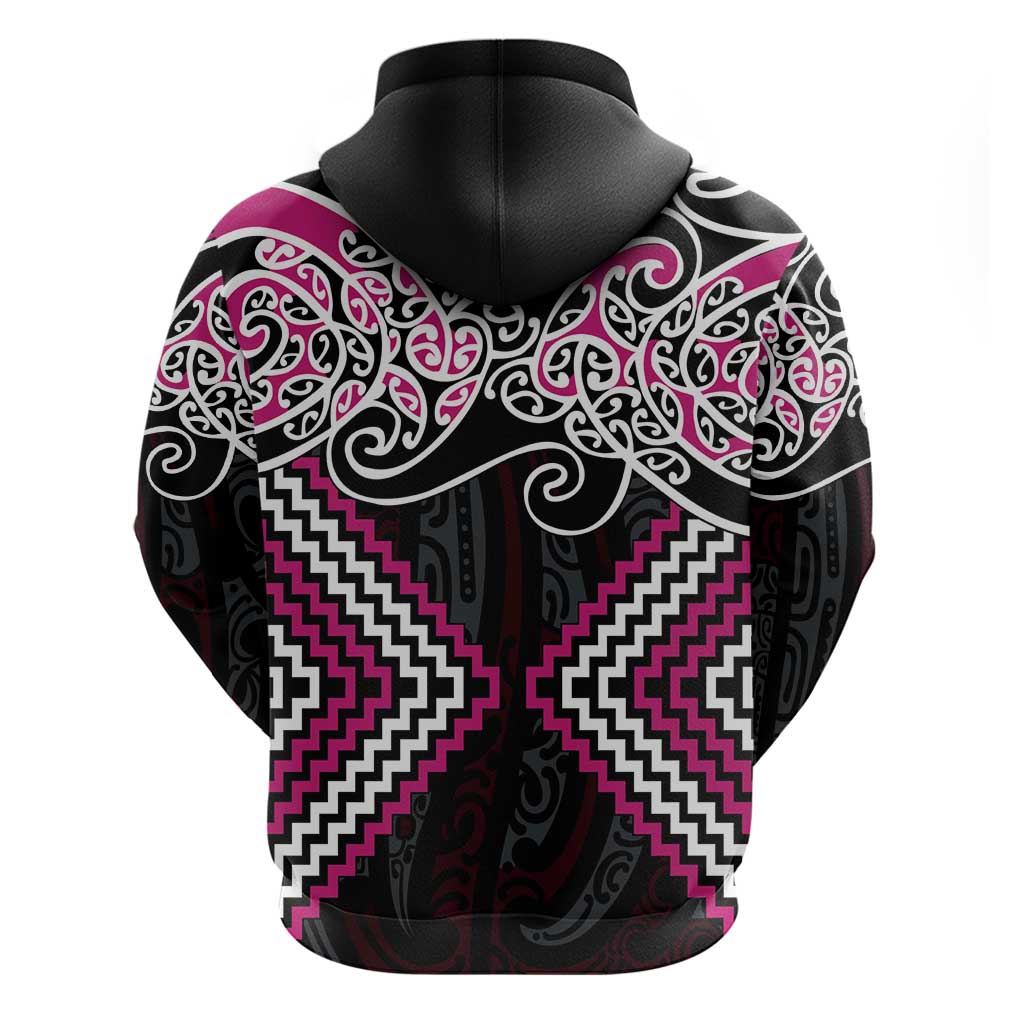 Pink Aotearoa Tukutuku Manawa Tapu Zip Hoodie Ta Moko Toi Maori LT9 - Polynesian Pride