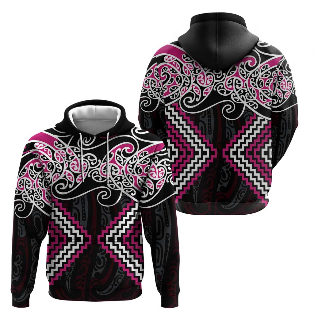 Pink Aotearoa Tukutuku Manawa Tapu Zip Hoodie Ta Moko Toi Maori LT9 - Polynesian Pride