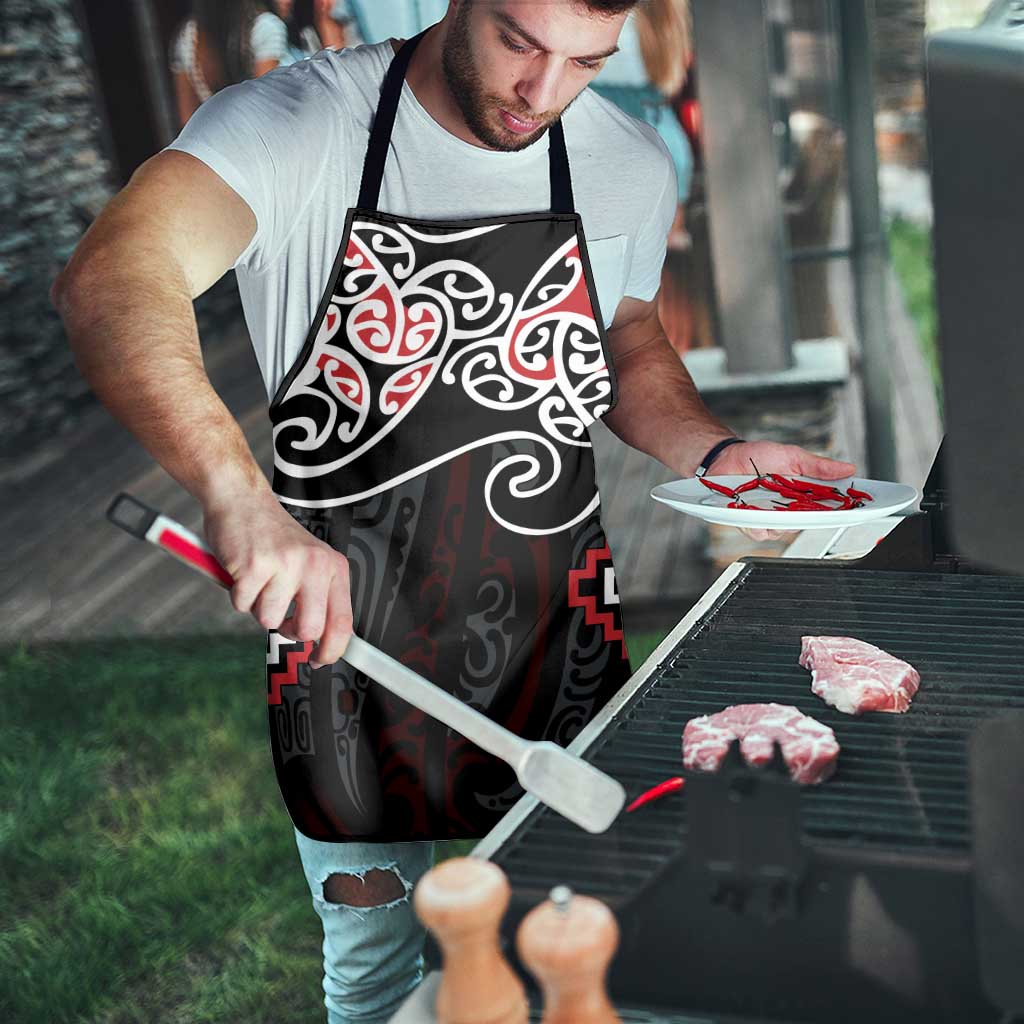 Red Aotearoa Tukutuku Manawa Tapu Apron Ta Moko Toi Maori - Polynesian Pride