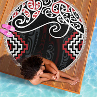 Red Aotearoa Tukutuku Manawa Tapu Beach Blanket Ta Moko Toi Maori