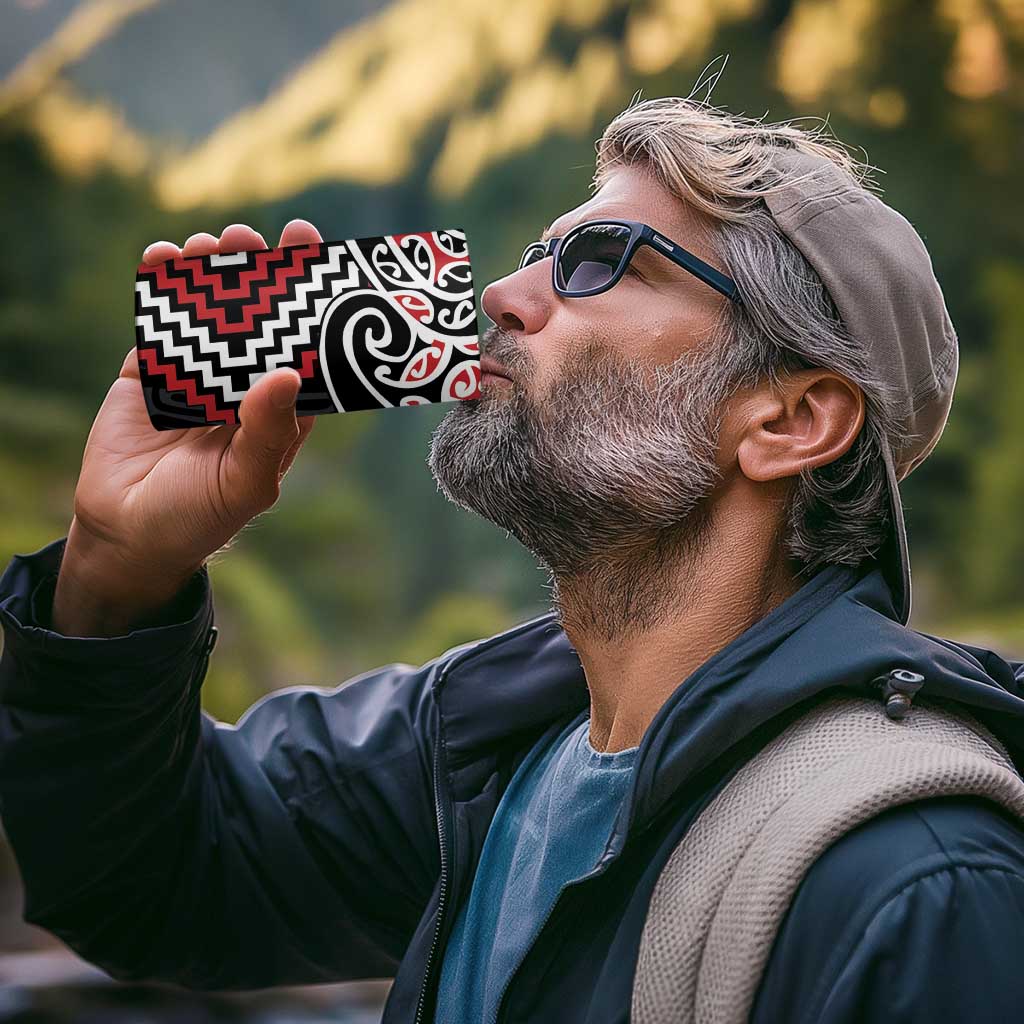 Red Aotearoa Tukutuku Manawa Tapu 4 in 1 Can Cooler Tumbler Ta Moko Toi Maori LT9 - Polynesian Pride