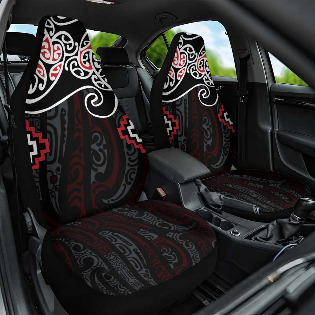 Red Aotearoa Tukutuku Manawa Tapu Car Seat Cover Ta Moko Toi Maori LT9 One Size Red - Polynesian Pride