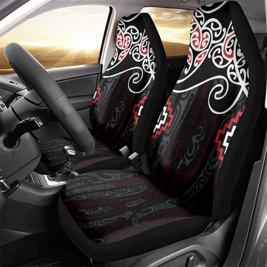 Red Aotearoa Tukutuku Manawa Tapu Car Seat Cover Ta Moko Toi Maori LT9 - Polynesian Pride
