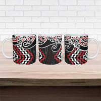 Red Aotearoa Tukutuku Manawa Tapu Ceramic Mug Ta Moko Toi Maori - Polynesian Pride