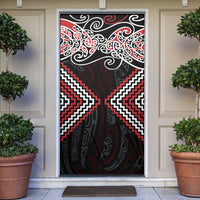 Red Aotearoa Tukutuku Manawa Tapu Door Cover Ta Moko Toi Maori LT9 Red - Polynesian Pride
