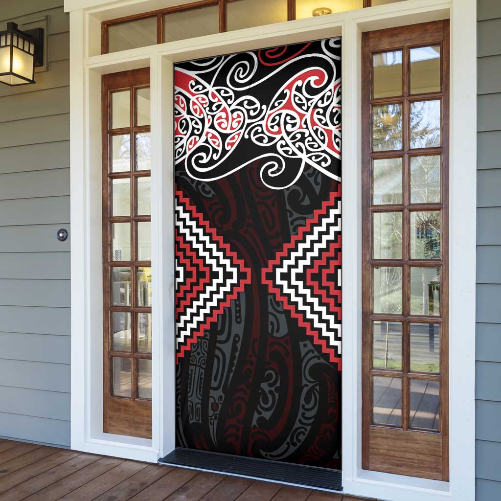 Red Aotearoa Tukutuku Manawa Tapu Door Cover Ta Moko Toi Maori LT9 - Polynesian Pride