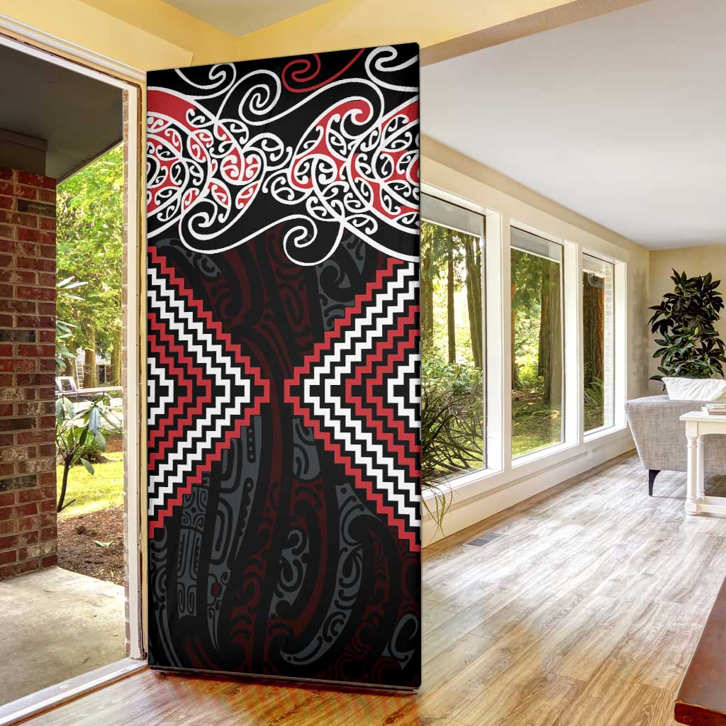 Red Aotearoa Tukutuku Manawa Tapu Door Cover Ta Moko Toi Maori LT9 - Polynesian Pride