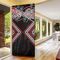 Red Aotearoa Tukutuku Manawa Tapu Door Cover Ta Moko Toi Maori LT9 - Polynesian Pride