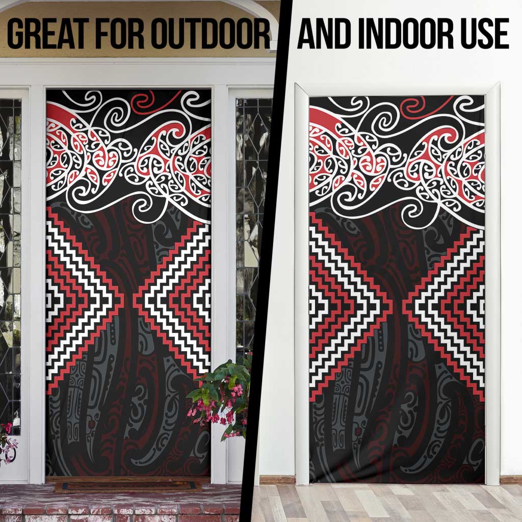 Red Aotearoa Tukutuku Manawa Tapu Door Cover Ta Moko Toi Maori LT9 - Polynesian Pride