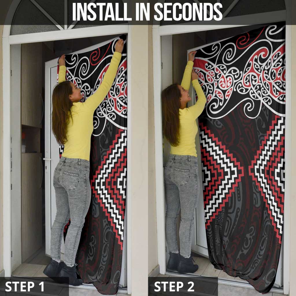 Red Aotearoa Tukutuku Manawa Tapu Door Cover Ta Moko Toi Maori LT9 - Polynesian Pride