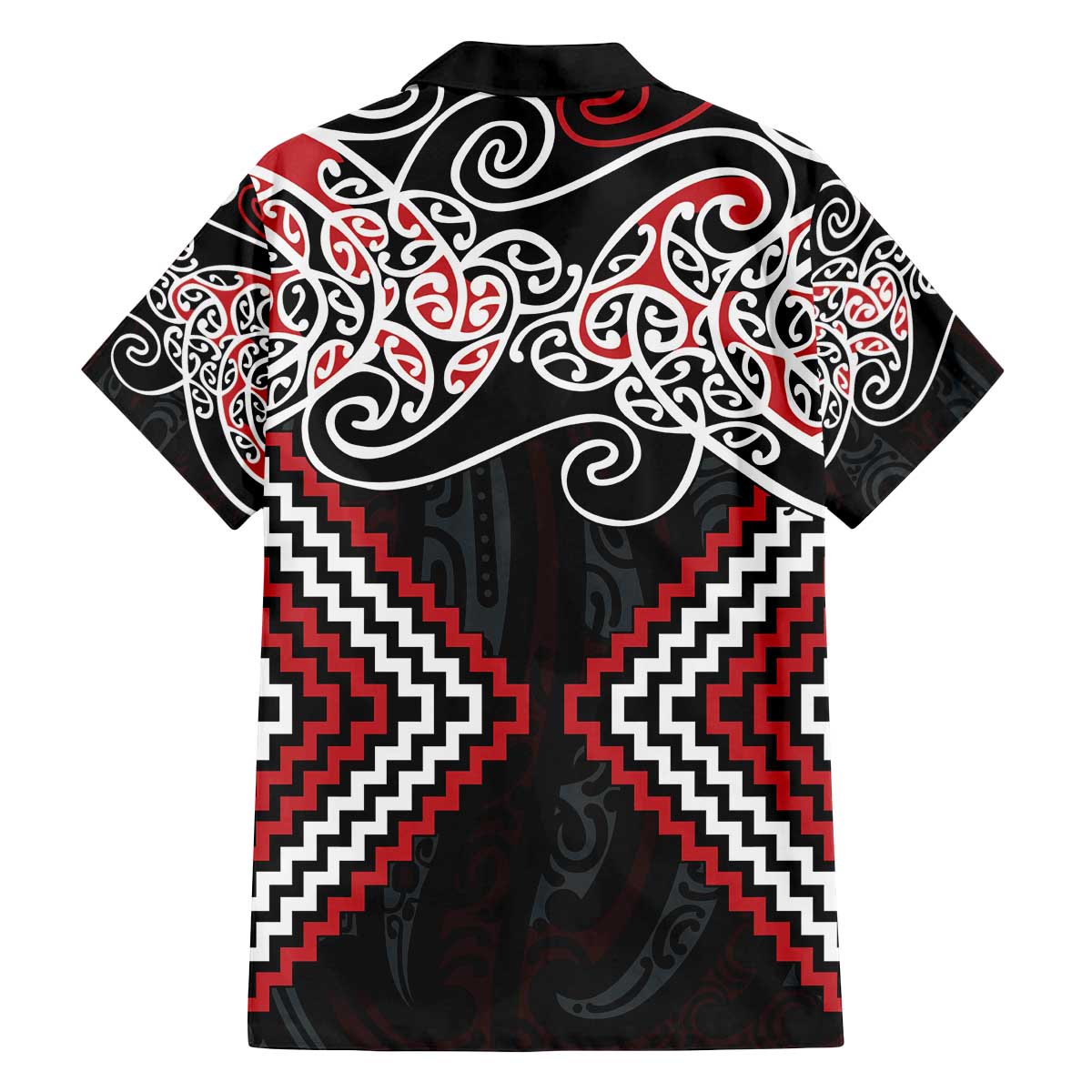 Red Aotearoa Tukutuku Manawa Tapu Family Matching Off The Shoulder Long Sleeve Dress and Hawaiian Shirt Ta Moko Toi Maori LT9 - Polynesian Pride