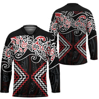 Red Aotearoa Tukutuku Manawa Tapu Hockey Jersey Ta Moko Toi Maori LT9 - Polynesian Pride