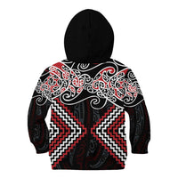 Red Aotearoa Tukutuku Manawa Tapu Kid Hoodie Ta Moko Toi Maori LT9 - Polynesian Pride
