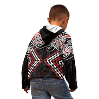 Red Aotearoa Tukutuku Manawa Tapu Kid Hoodie Ta Moko Toi Maori LT9 - Polynesian Pride