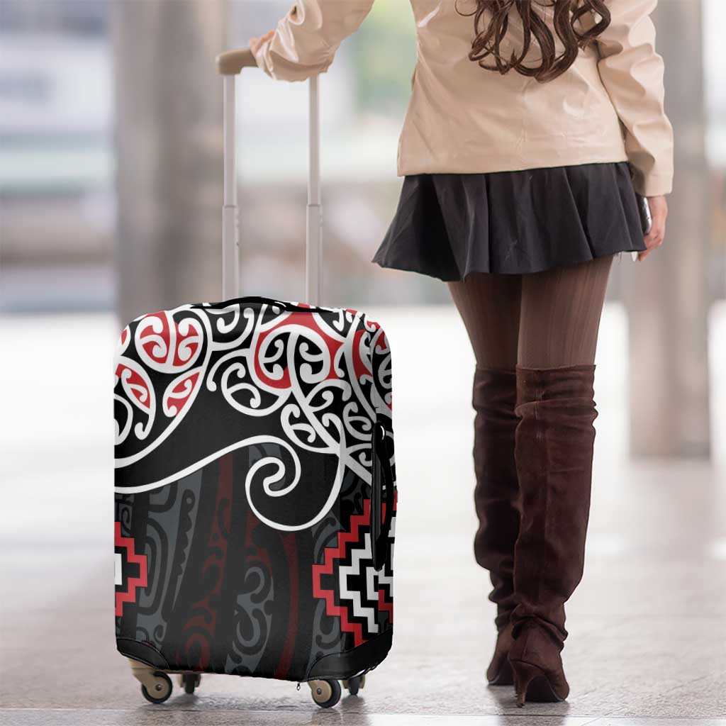 Red Aotearoa Tukutuku Manawa Tapu Luggage Cover Ta Moko Toi Maori LT9 - Polynesian Pride