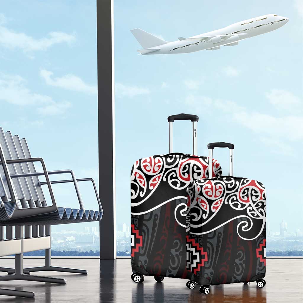 Red Aotearoa Tukutuku Manawa Tapu Luggage Cover Ta Moko Toi Maori LT9 - Polynesian Pride