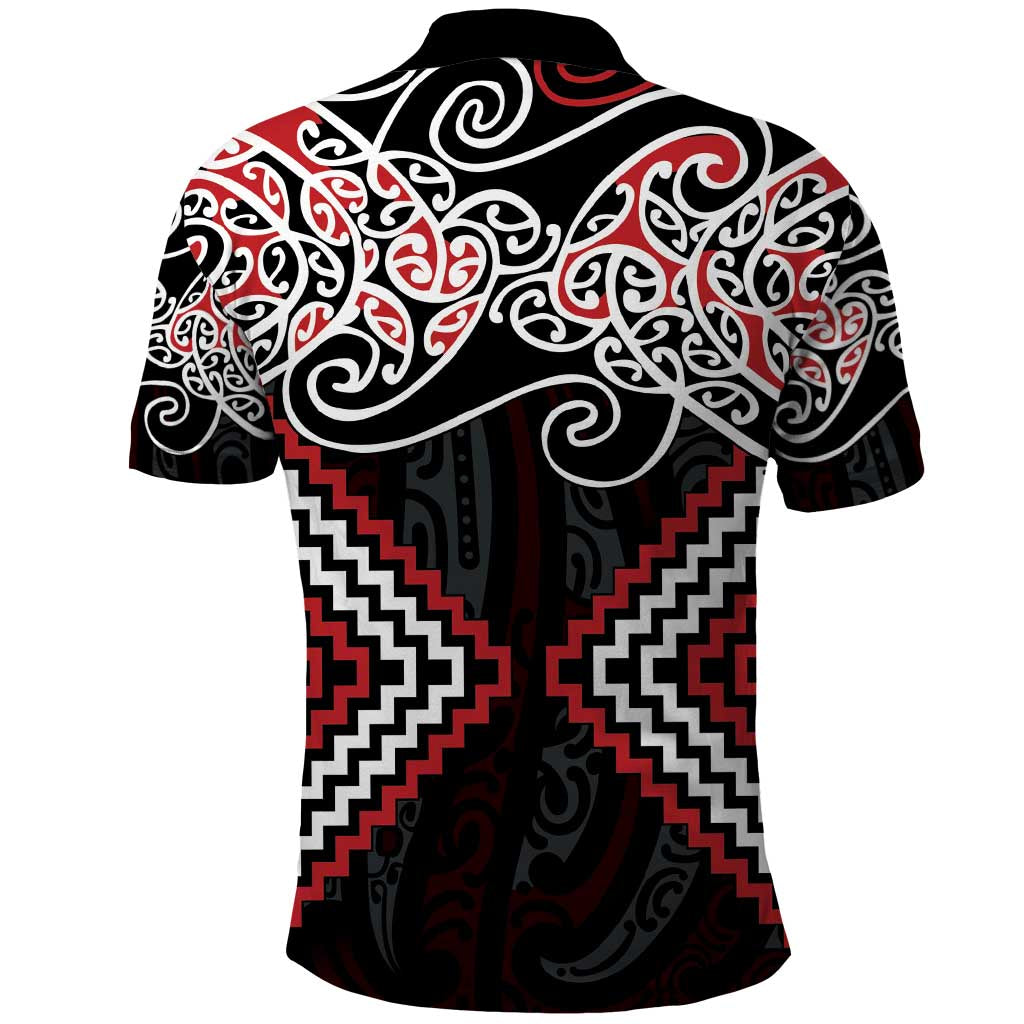 Red Aotearoa Tukutuku Manawa Tapu Polo Shirt Ta Moko Toi Maori LT9 - Polynesian Pride
