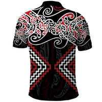 Red Aotearoa Tukutuku Manawa Tapu Polo Shirt Ta Moko Toi Maori LT9 - Polynesian Pride