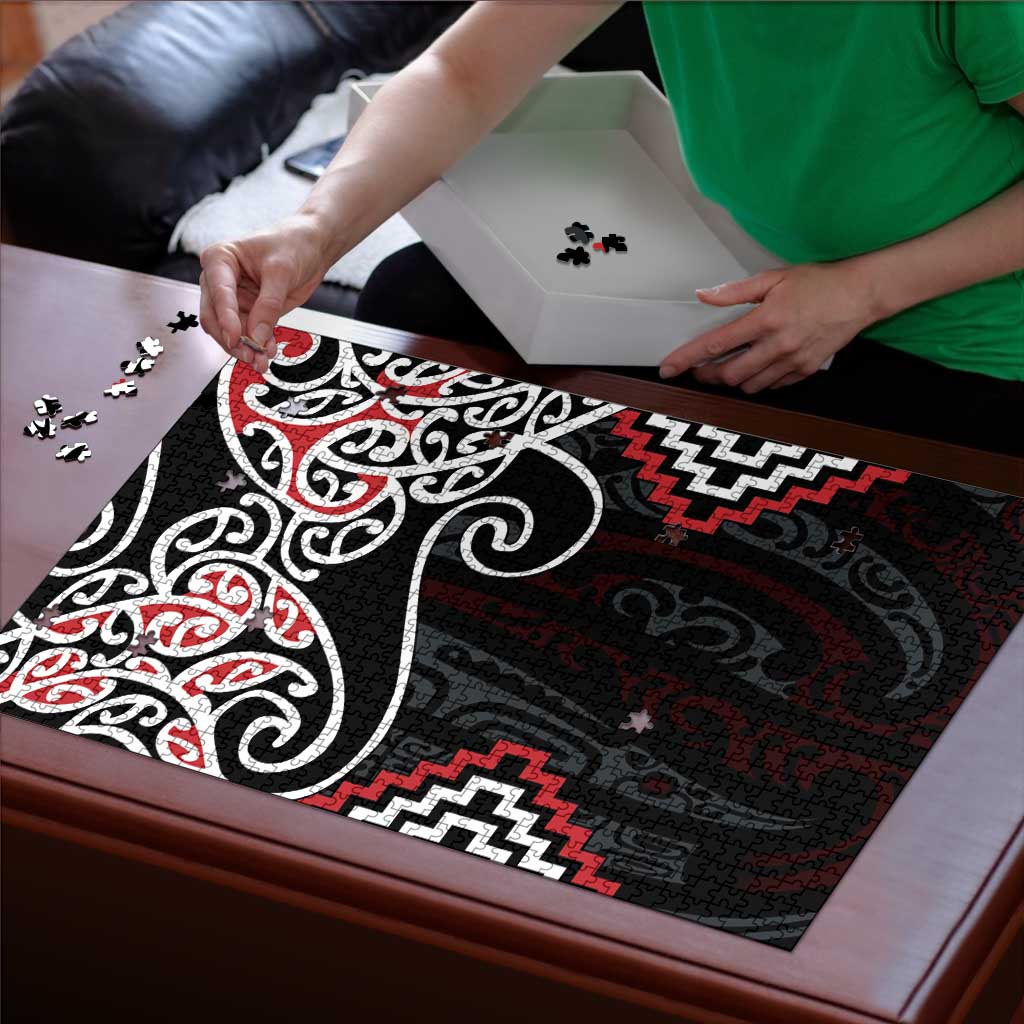 Red Aotearoa Tukutuku Manawa Tapu Puzzle Ta Moko Toi Maori - Polynesian Pride