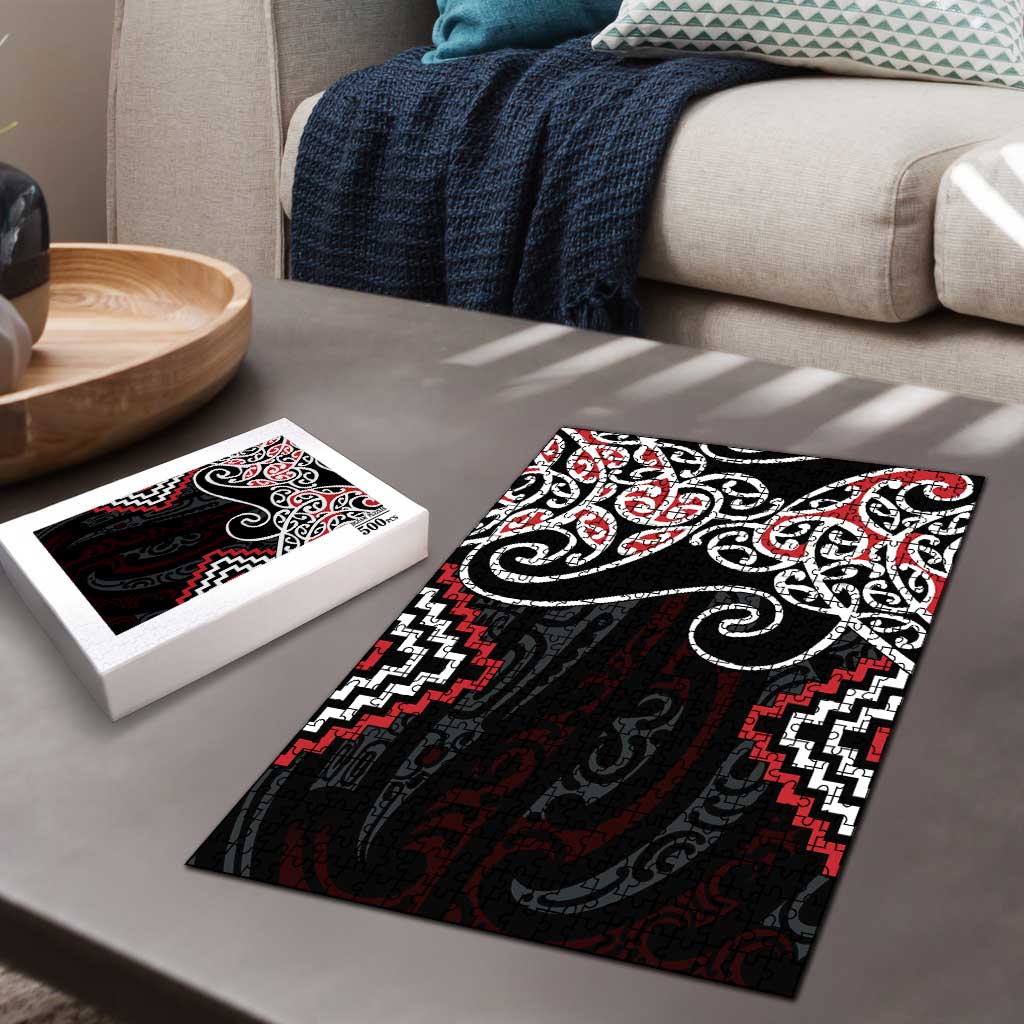 Red Aotearoa Tukutuku Manawa Tapu Puzzle Ta Moko Toi Maori - Polynesian Pride