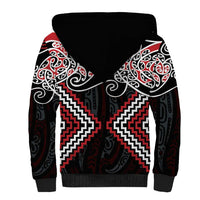 Red Aotearoa Tukutuku Manawa Tapu Sherpa Hoodie Ta Moko Toi Maori LT9 - Polynesian Pride