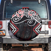 Red Aotearoa Tukutuku Manawa Tapu Spare Tire Cover Ta Moko Toi Maori LT9 Red - Polynesian Pride