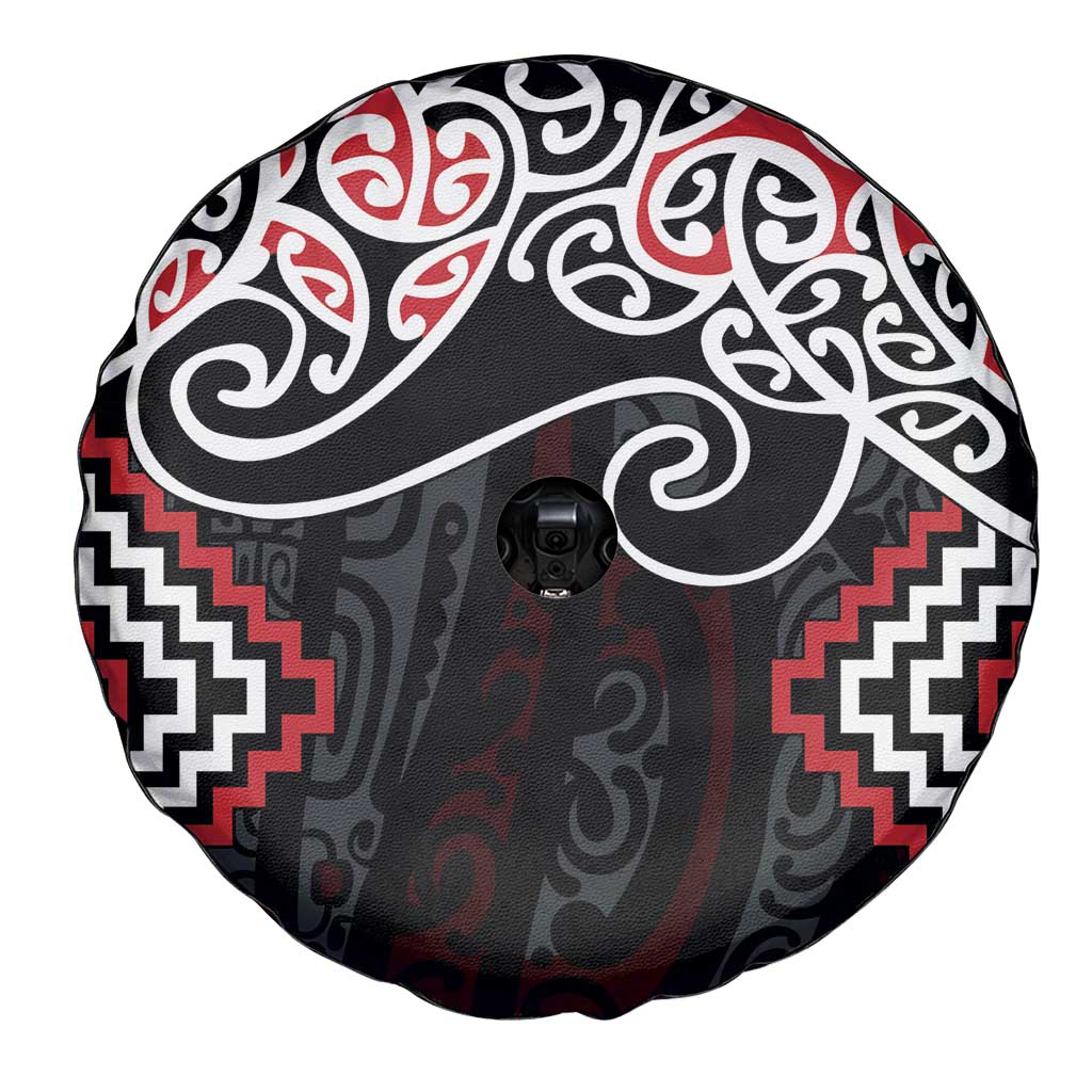 Red Aotearoa Tukutuku Manawa Tapu Spare Tire Cover Ta Moko Toi Maori LT9 - Polynesian Pride