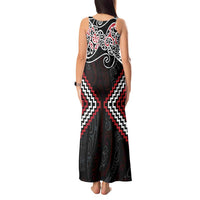 Red Aotearoa Tukutuku Manawa Tapu Tank Maxi Dress Ta Moko Toi Maori LT9 - Polynesian Pride