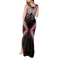 Red Aotearoa Tukutuku Manawa Tapu Tank Maxi Dress Ta Moko Toi Maori LT9 - Polynesian Pride