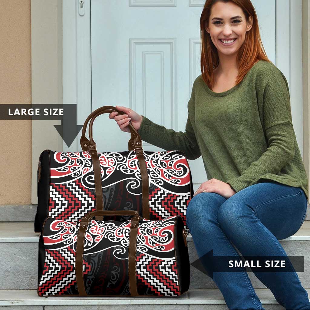 Red Aotearoa Tukutuku Manawa Tapu Travel Bag Ta Moko Toi Maori LT9 - Polynesian Pride