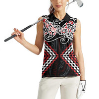 Red Aotearoa Tukutuku Manawa Tapu Women Sleeveless Polo Shirt Ta Moko Toi Maori LT9 - Polynesian Pride