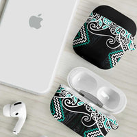Turquoise Aotearoa Tukutuku Manawa Tapu AirPods Case Ta Moko Toi Maori LT9 - Polynesian Pride