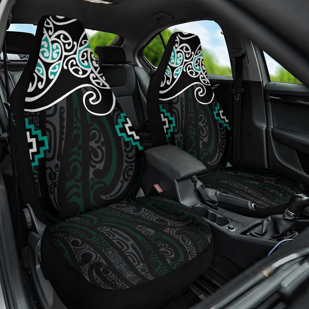 Turquoise Aotearoa Tukutuku Manawa Tapu Car Seat Cover Ta Moko Toi Maori LT9 One Size Turquoise - Polynesian Pride