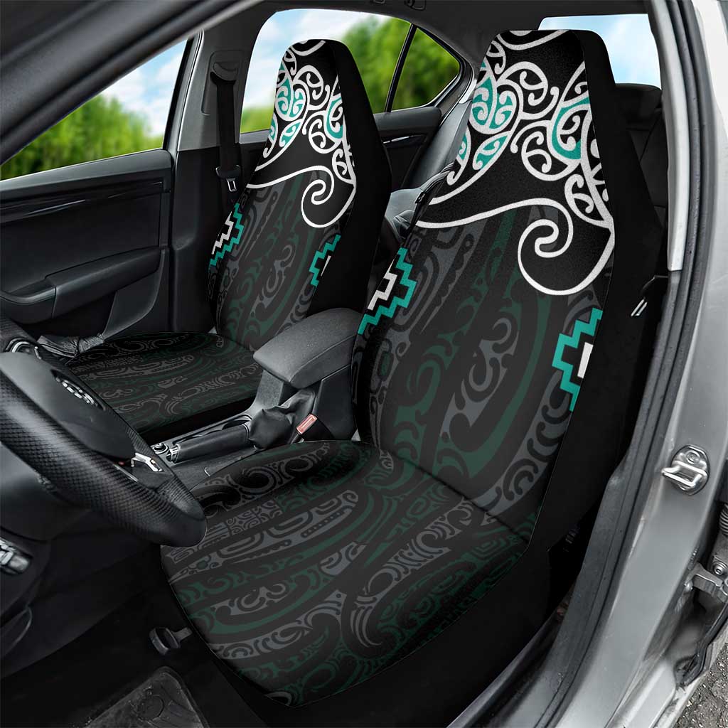 Turquoise Aotearoa Tukutuku Manawa Tapu Car Seat Cover Ta Moko Toi Maori LT9 - Polynesian Pride