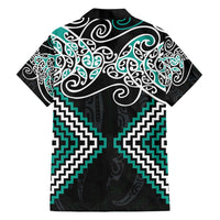 Turquoise Aotearoa Tukutuku Manawa Tapu Family Matching Short Sleeve Bodycon Dress and Hawaiian Shirt Ta Moko Toi Maori LT9 - Polynesian Pride