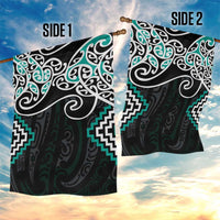 Turquoise Aotearoa Tukutuku Manawa Tapu Garden Flag Ta Moko Toi Maori LT9 - Polynesian Pride