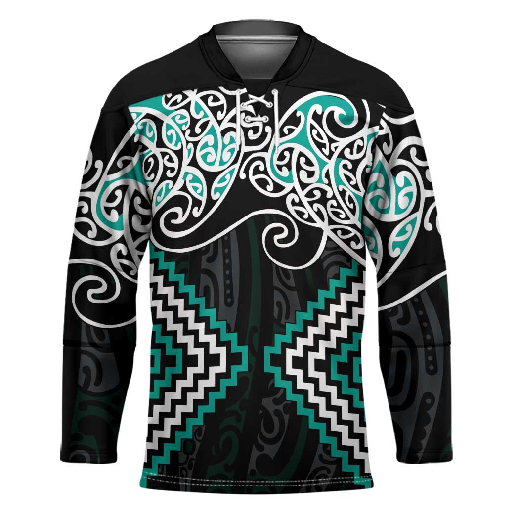 Turquoise Aotearoa Tukutuku Manawa Tapu Hockey Jersey Ta Moko Toi Maori LT9 Unisex Turquoise - Polynesian Pride