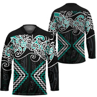 Turquoise Aotearoa Tukutuku Manawa Tapu Hockey Jersey Ta Moko Toi Maori LT9 - Polynesian Pride