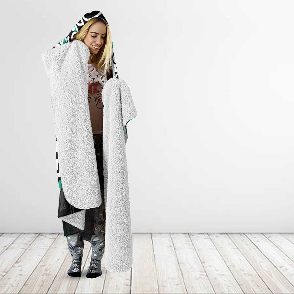 Turquoise Aotearoa Tukutuku Manawa Tapu Hooded Blanket Ta Moko Toi Maori LT9 - Polynesian Pride