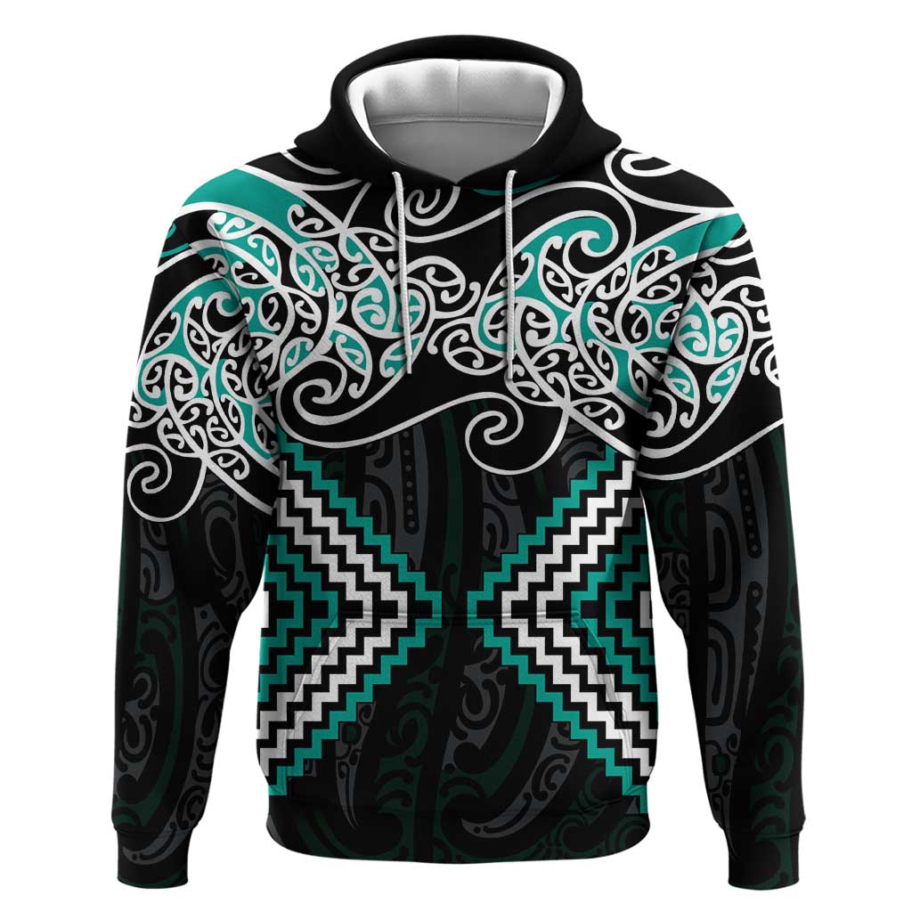 Turquoise Aotearoa Tukutuku Manawa Tapu Hoodie Ta Moko Toi Maori LT9 Pullover Hoodie Turquoise - Polynesian Pride