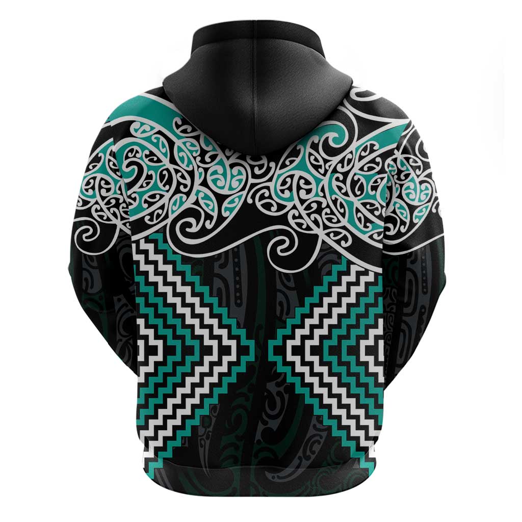 Turquoise Aotearoa Tukutuku Manawa Tapu Hoodie Ta Moko Toi Maori LT9 - Polynesian Pride