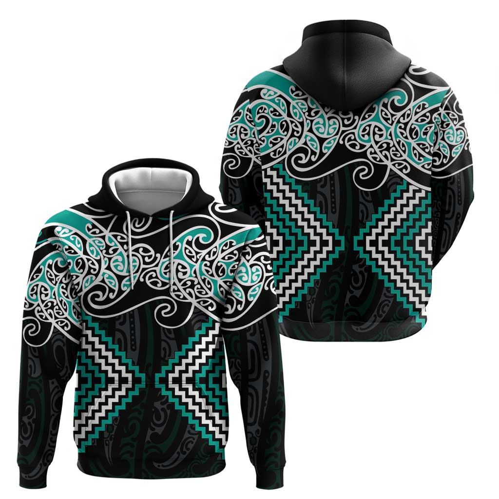 Turquoise Aotearoa Tukutuku Manawa Tapu Hoodie Ta Moko Toi Maori LT9 - Polynesian Pride