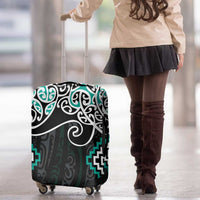 Turquoise Aotearoa Tukutuku Manawa Tapu Luggage Cover Ta Moko Toi Maori LT9 - Polynesian Pride