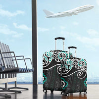 Turquoise Aotearoa Tukutuku Manawa Tapu Luggage Cover Ta Moko Toi Maori LT9 - Polynesian Pride