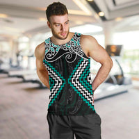 Turquoise Aotearoa Tukutuku Manawa Tapu Men Tank Top Ta Moko Toi Maori LT9 Turquoise - Polynesian Pride